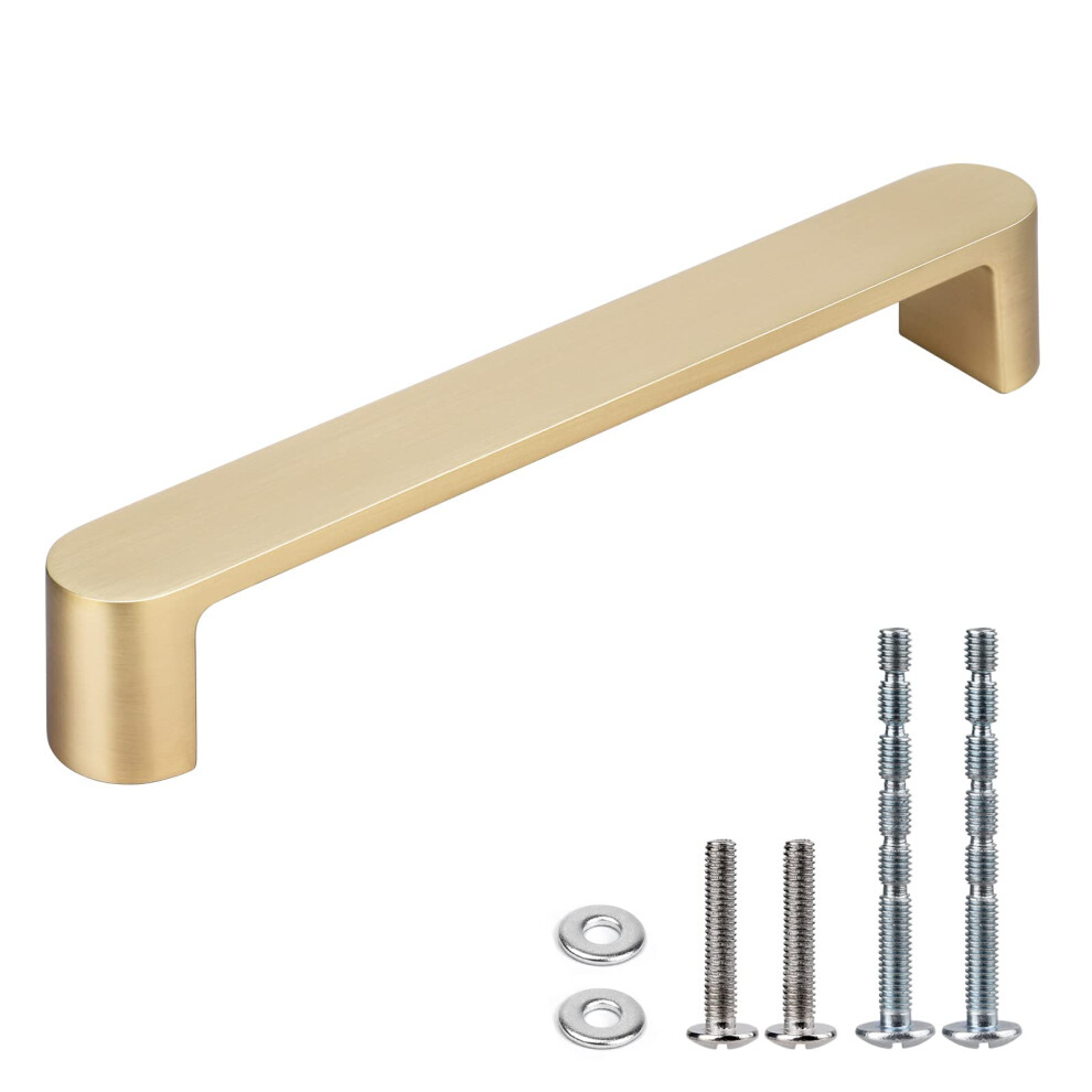 WEAVERBIRD 4 Pack Brushed Brass Finish Cabinet Handles Drawer Pulls Furniture Cabinet Hardware Cupboard Closet Zinc Alloy Gold Handles Pulls  5 inch (-image-OPC-PGTDDNS-NEW