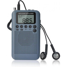 AM/FM Pocket Digital Radio Alarm Clock Sleep Timer Built-in Speaker Portable Small Radio with Earpho