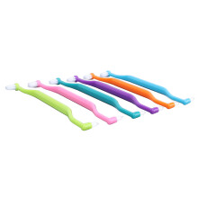 12Pcs Double Sided Cat Toothbrush Set, Curved Handle, Elastic Bristles