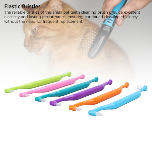 12Pcs Double Sided Cat Toothbrush Set, Curved Handle, Elastic Bristles 2
