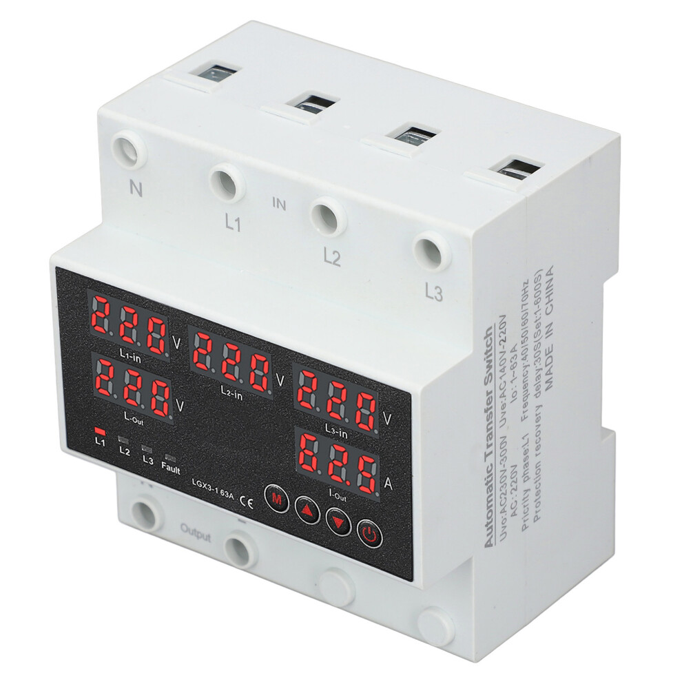 Automatic Transfer Switch 63A 3P4w Led Display For Home Generator & Inverter 7691347904507