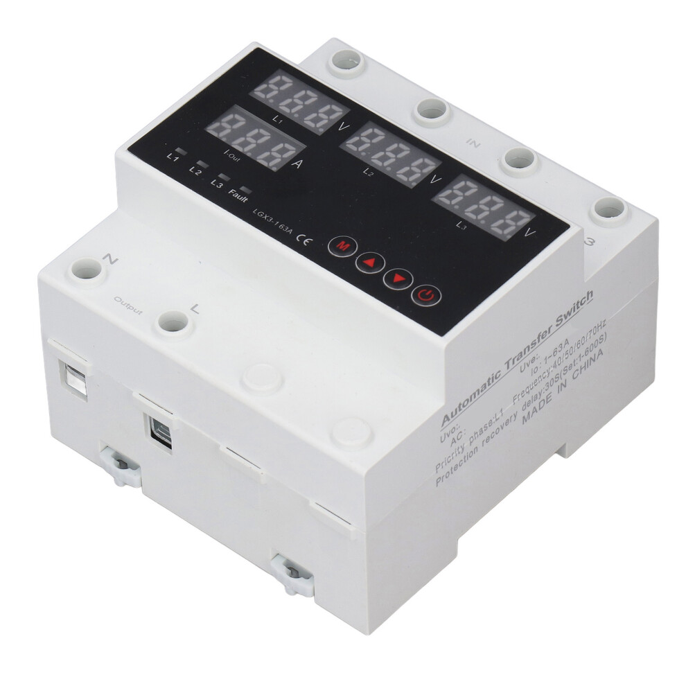 Automatic Transfer Switch Ats 63A 3Ph With Led Display, Adjustable Voltage Protector 3741347904602