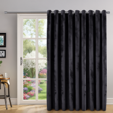 (Charcoal, 66" X 84" Single Panel Door Curtain) Thermal Insulated Curtains Ringtop Eyelet Velvet Crushed Curtain Pair with 2 Tiebacks