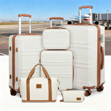 6 Pieces Luggage Travel Set ABS Hard Shell Suitcase With Duffel Bag