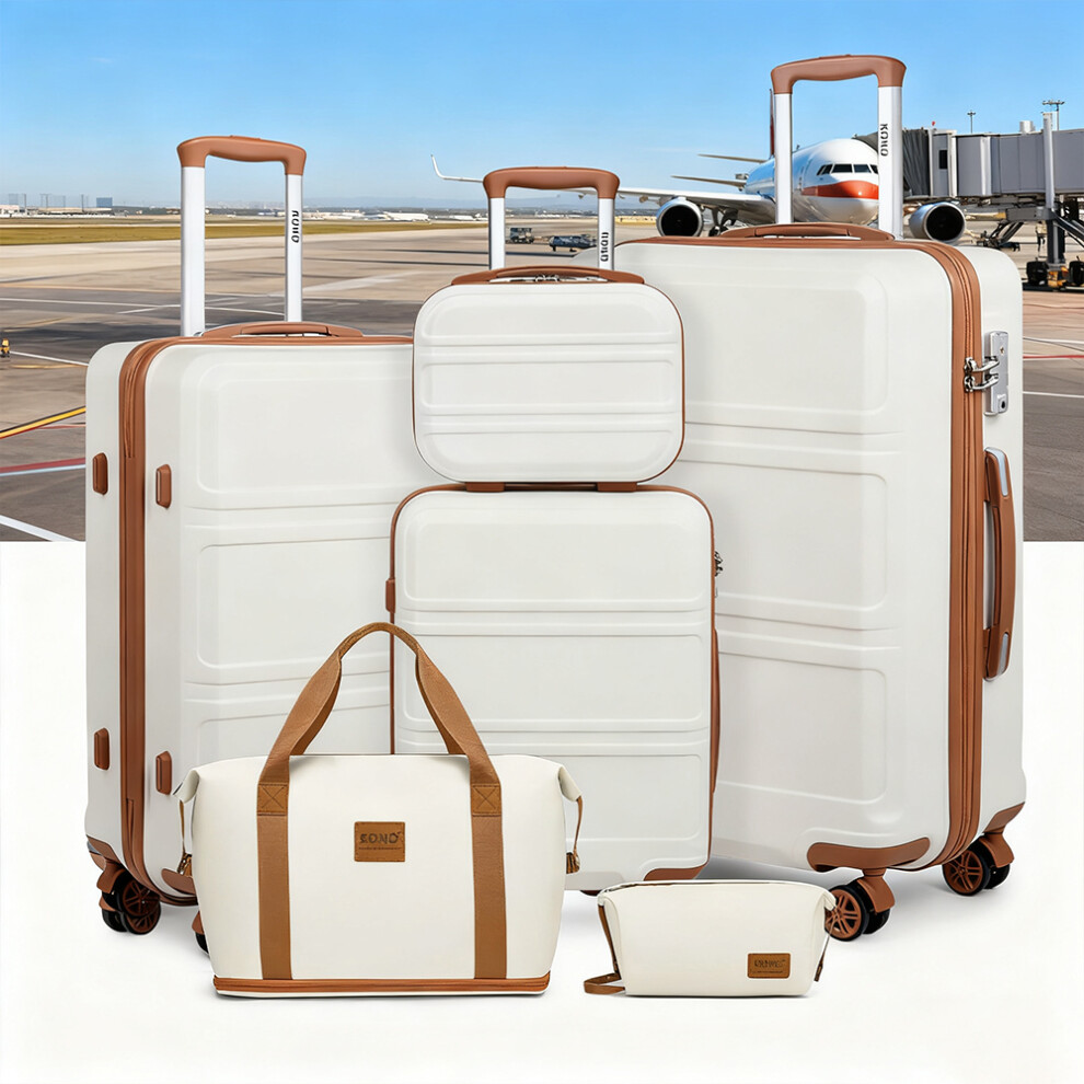 6 Pieces Luggage Travel Set ABS Hard Shell Suitcase With Duffel Bag