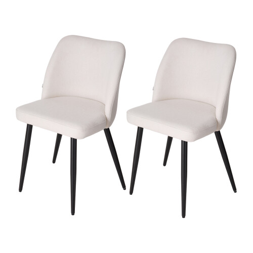 Living And Home Set of 2 Linen Upholstered Dining Chairs, Beige 1