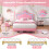 (Pink, PU Leather Bed Frame) 3ft Single Upholstered Bed with LED Headboard 5