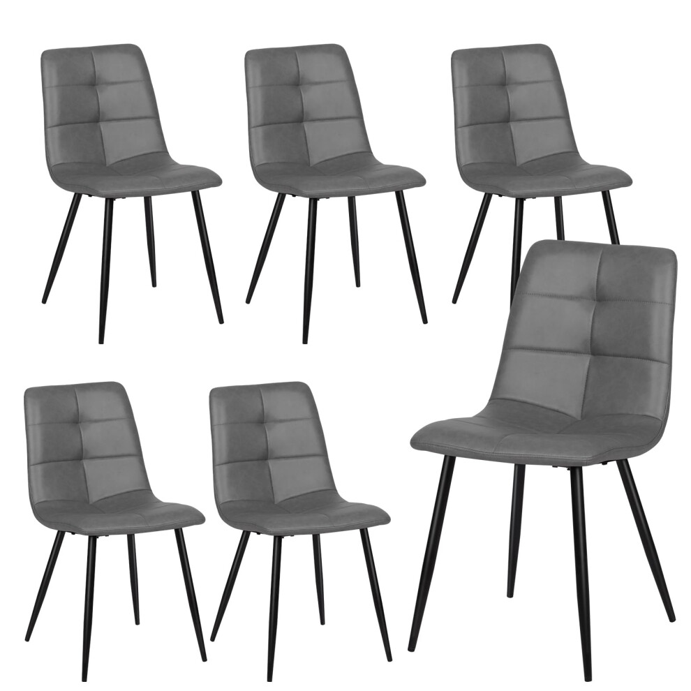 Joolihome 6 Pcs Dining Chairs Set, Faux Leather Cushion Seat