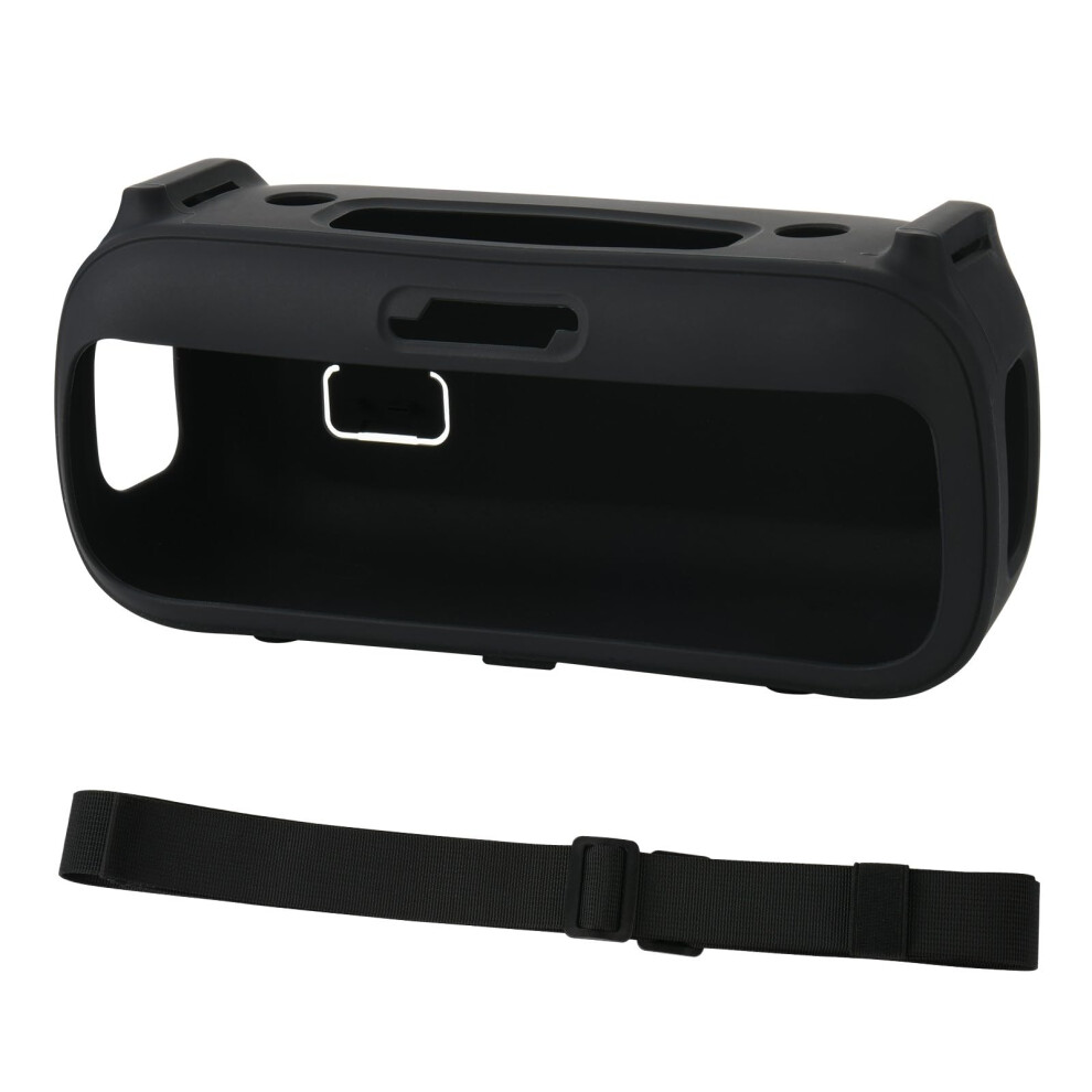 Silicone Protective Case For Bluetooth Speakers With Adjustable Shoulder Straps, Shockproof Design, Color Black 9016109720276