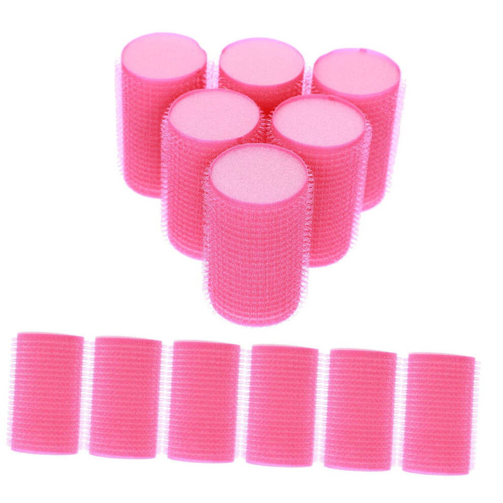 Blue 12Pcs Self Adhesive Sponge Hair Curlers For Women Lightweight Foam Curling Rods In Rosy For Easy Hair Styling
