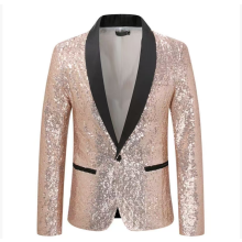 (XL)Mens Sequin Glitter Wedding Party Shawl Collar Blazer Jacket