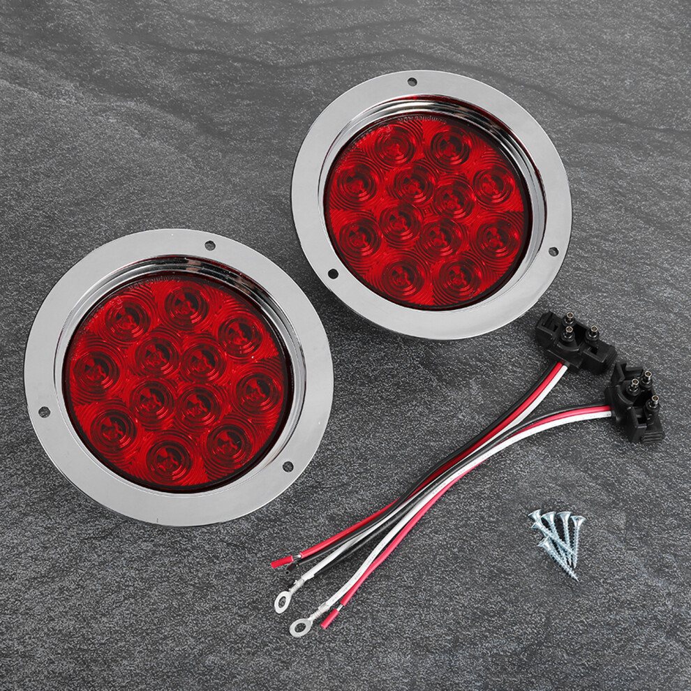 2Pcs 4" 12Led Truck Tail Brake Signal Lights 12V Universal Red 8751347912670