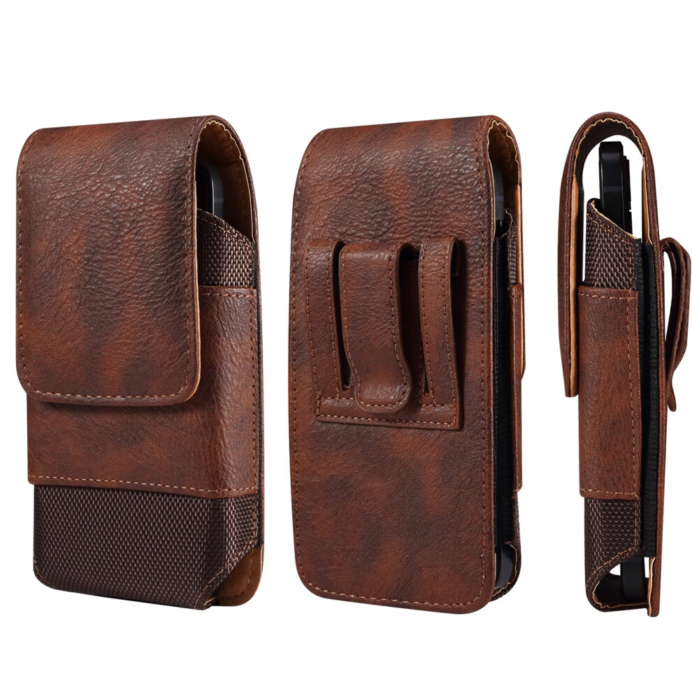 Vertical Mobile Phone Belt Pouch For Men, 6.9 Inch Cellphone Waist Holster, Universal Smartphone Carrying Case, Durable Belt Loop Handbag Black 6447073530203