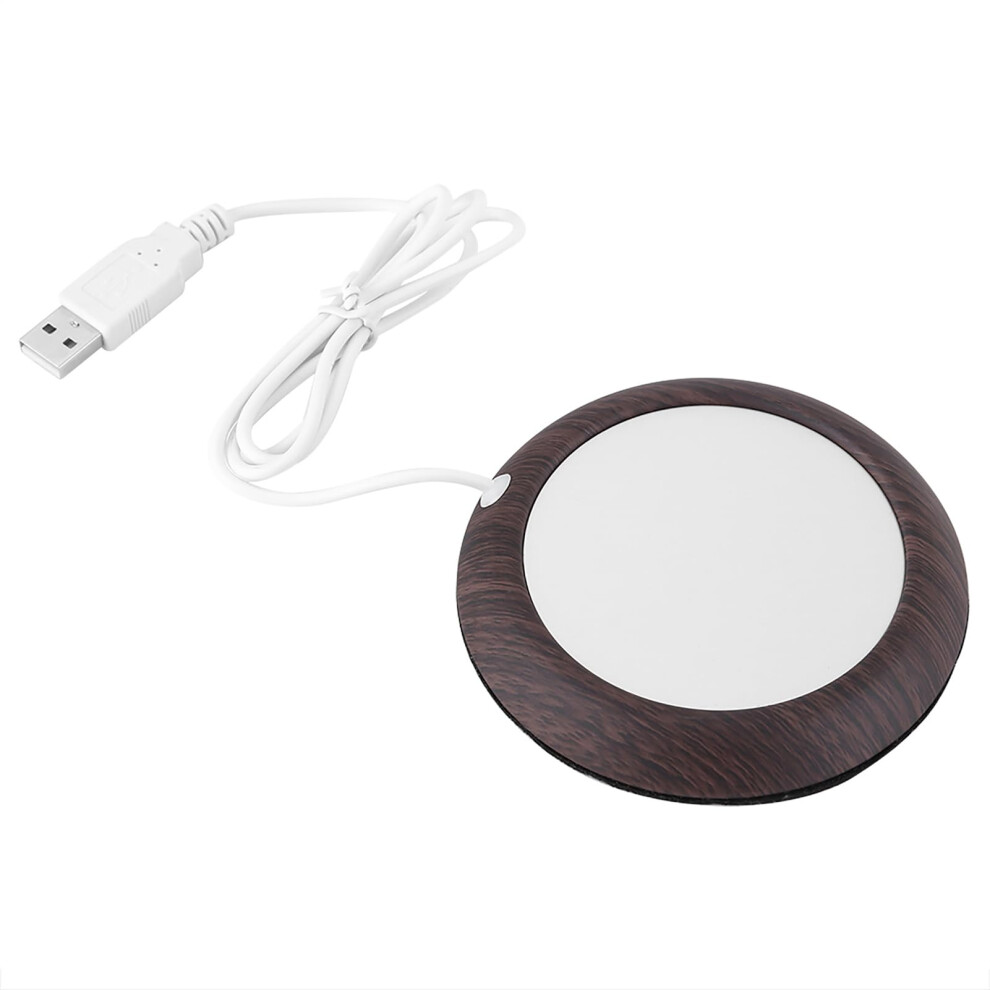 Grain/Dark Usb Wood Cup Warmer Heat Beverage Mug Mat For Office And Home Wooden Coffee Tea Heater Pad