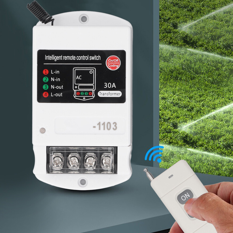 Remote Control Switch 30A Relay 3Km Range For Water Pump & Garage Door 4941347915489