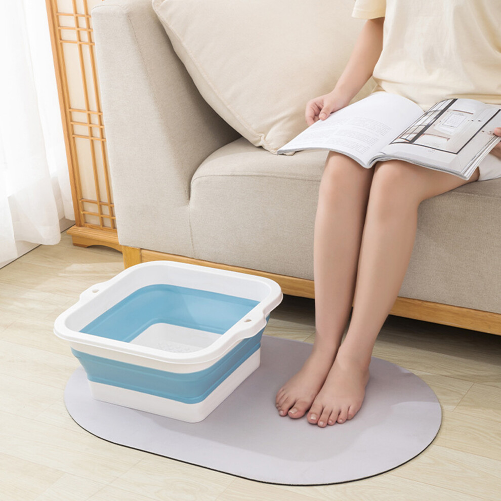 Retractable Blue Silicone Foot Bath Basin - Eco-Friendly Large Size