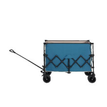 Carrinho dobrável, carrinho de jardim robusto e versátil de 300 litros com rodas todo-o-terreno. Azul.