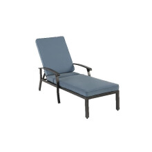 Chaise longue da giardino con cuscino in cotone, chaise longue da piscina regolabile in alluminio antiruggine, blu (1 pezzo)