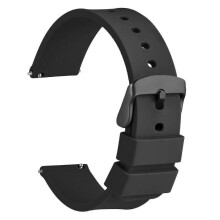 Silicone Watch Straps with Black Buckle, Quick Release Replacement for Women Men 20mm Black