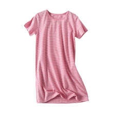 Uobzyaq Sleep Shirt For Girls Kids Cotton Stripes Nightrowns Summer Sleepover Nightdress Flouncy Sleepwear i 3-10 r Vattenmelon Rd storlek 11-1