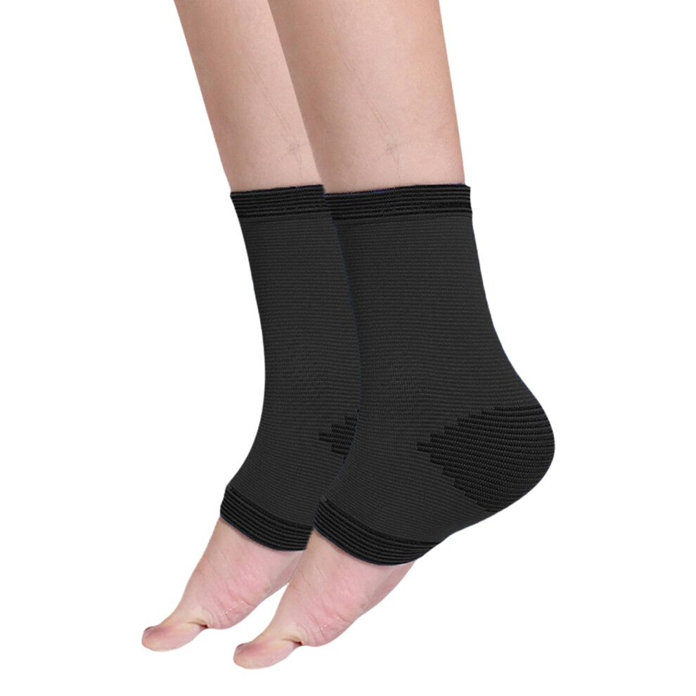 Black Children Ankle Brace Compression Sleeves For Sports, Breathable Socks For Soccer And Running, Kids Size