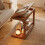 Living And Home C-Shaped Side Table with Wheels and Hidden Storage 1
