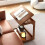 Living And Home C-Shaped Side Table with Wheels and Hidden Storage 4