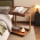 Living And Home C-Shaped Side Table with Wheels and Hidden Storage 3