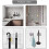 4 Pack Wall Mounted Broom Holder, Stainless Steel Self-Adhesive Mop Holder with Hooks Multi-Function 4