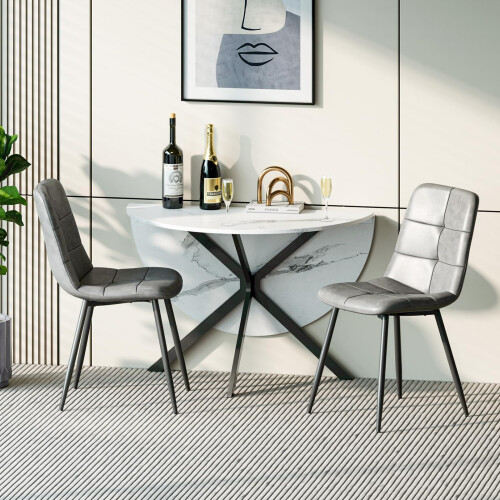 Joolihome 2 PCS Dining Chairs Set, Faux Leather Cushion Seat 2