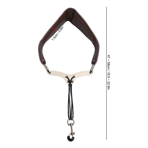 Breathable Brown Microfiber Leather Saxophone Neck Strap with Metal Hook 1