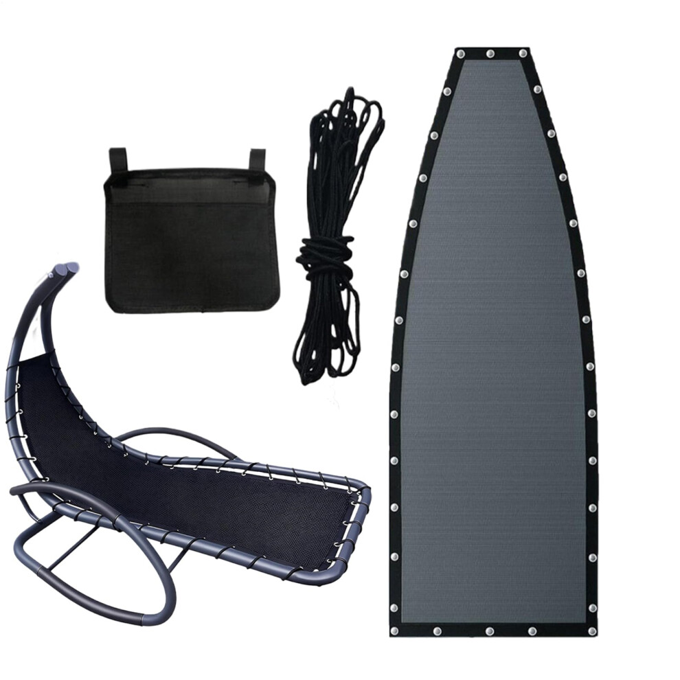 Swing Chair Replacement Fabric | Wear-Resistant Black Seat Cover with Rope and Side Bag for Patio Garden Balcony Outdoor-image-OPC-PKDDXPT-NEW