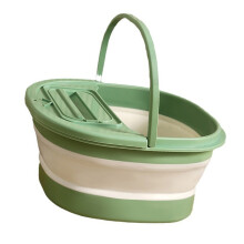 Faltbarer Fußbadewanne mit Massagepunkten, 39,5x34x19cm, Grün & Weiß