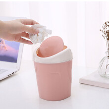Mini poubelle de bureau rose, en plastique, couvercle battant