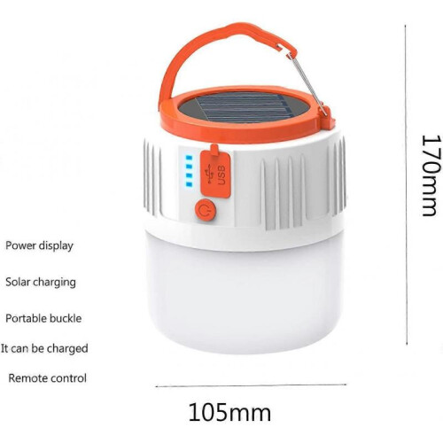 LED Camping Lantern Solar/USB Powered Rechargeable Camping Lamp, 5 Lighting Modes Hanging Tent Light 1