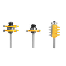 3 Pieces Groove Tongue Bit Milling Cutter T-slot Router Bit-1/4