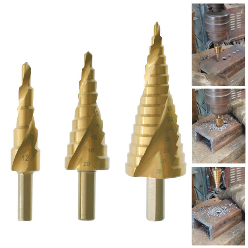 3 Pieces Step Drill for Perforated Metal Iron Aluminum Brass 1