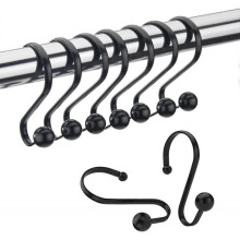 Shower Curtain Rings, Durable Rust-Resistant Metal Shower Curtain Hooks for room Shower Rod - Set of 12, Black