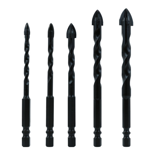 Black Hexagon Handle Crucifix for Triangle Drill 5 PC Set Alloy