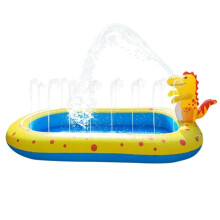 Paddling Pool Inflatable Swimming Pool 170x163x65cm with Slide Shooting Frame Cushion Swim Ring