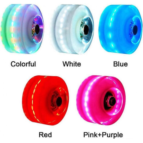 4 Light Up Replacement Wheels for Dual Roller Skateboard, LED Skateboard, 82A Core 2