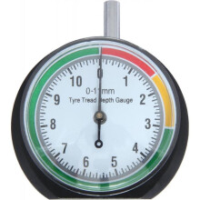 Tire tread depth gauge - depth measuring tool - 0-11 mm / 0-0.43 inch - dial diameter 44 mm (1.7 inc