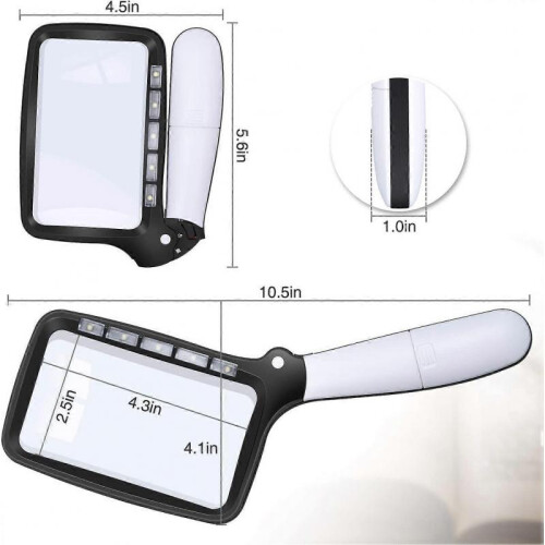 Rectangular Reading Magnifier with 5 LED Lights 2X Magnification for Elderly or Visually Impai 1