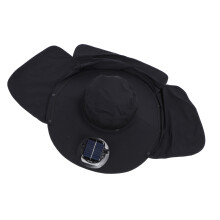 USB Rechargeable Solar Fan Sun Hat UPF50 Wide Brim Beach Garden Outdoor Black