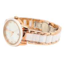 Women's Rose Gold Two Tone Crystal Accented Analog Watch, 30M Water Resistant