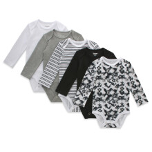 Hanes detsk body Ultimate Flexy s dlh m ruk vom pre dojcat , 5 ks, biela/siv /cierna, 0-6 mesiacov, USA
