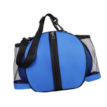 Basketball Shoulder Bag with Adjustable Single Strap, Waterproof Soccer Storage Holder, Blue with Mesh Pockets for Easy Ball Access