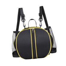 Basketball Shoulder Bag Soccer Storage Holder with Adjustable Double Straps, Waterproof Design, Two-Sided Mesh Pockets, Black