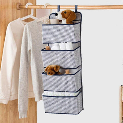 Hanging Organizer with 4 Pockets, Foldable Hanging Shelf with 2 Hooks 2