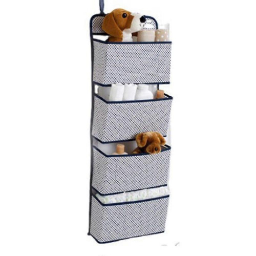 Hanging Organizer with 4 Pockets, Foldable Hanging Shelf with 2 Hooks 1